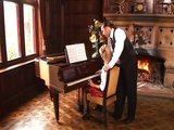Pretty blonde Regina Ice on piano forte